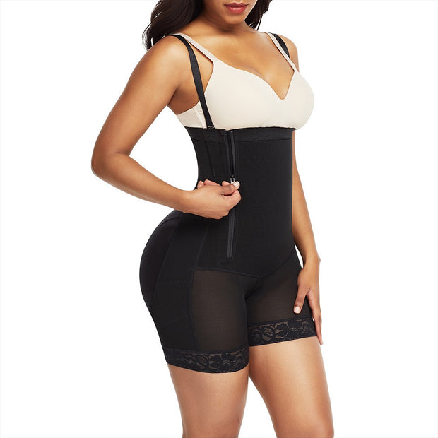 Natalia - Underbust Side Zip Firm Tummy Control Sheer Leg Body Shaper with Butt Lifter - LVLX CURVES